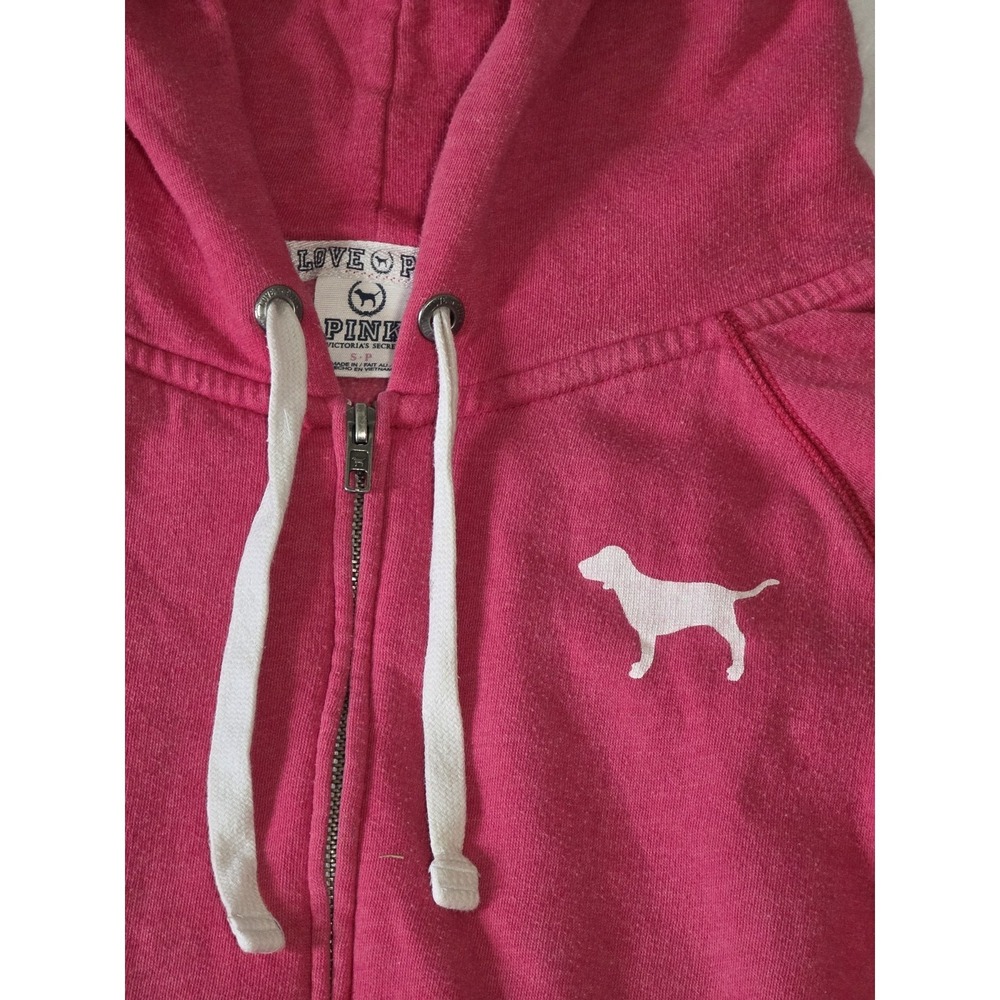 Victoria's secret PINK Vintage Y2K Small Spellout Dog Logo Pink Zip Sweatshirt - Picture 4 of 4
